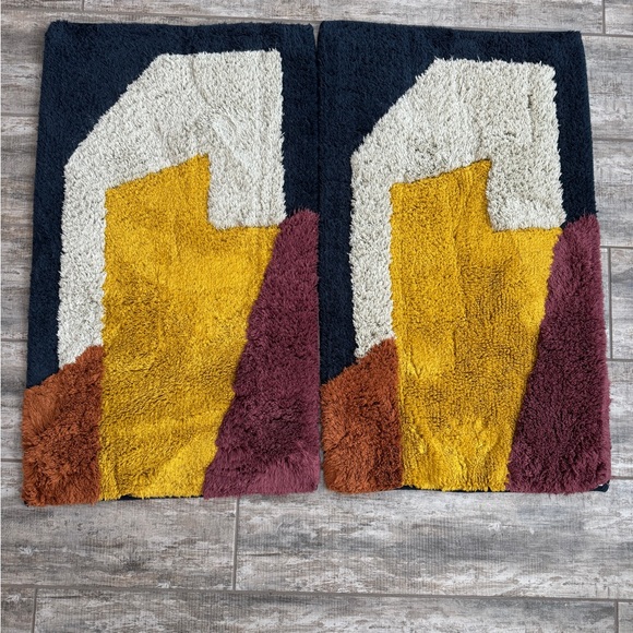 West Elm Yellow and Cream Door Mat Accents - Picture 1 of 3
